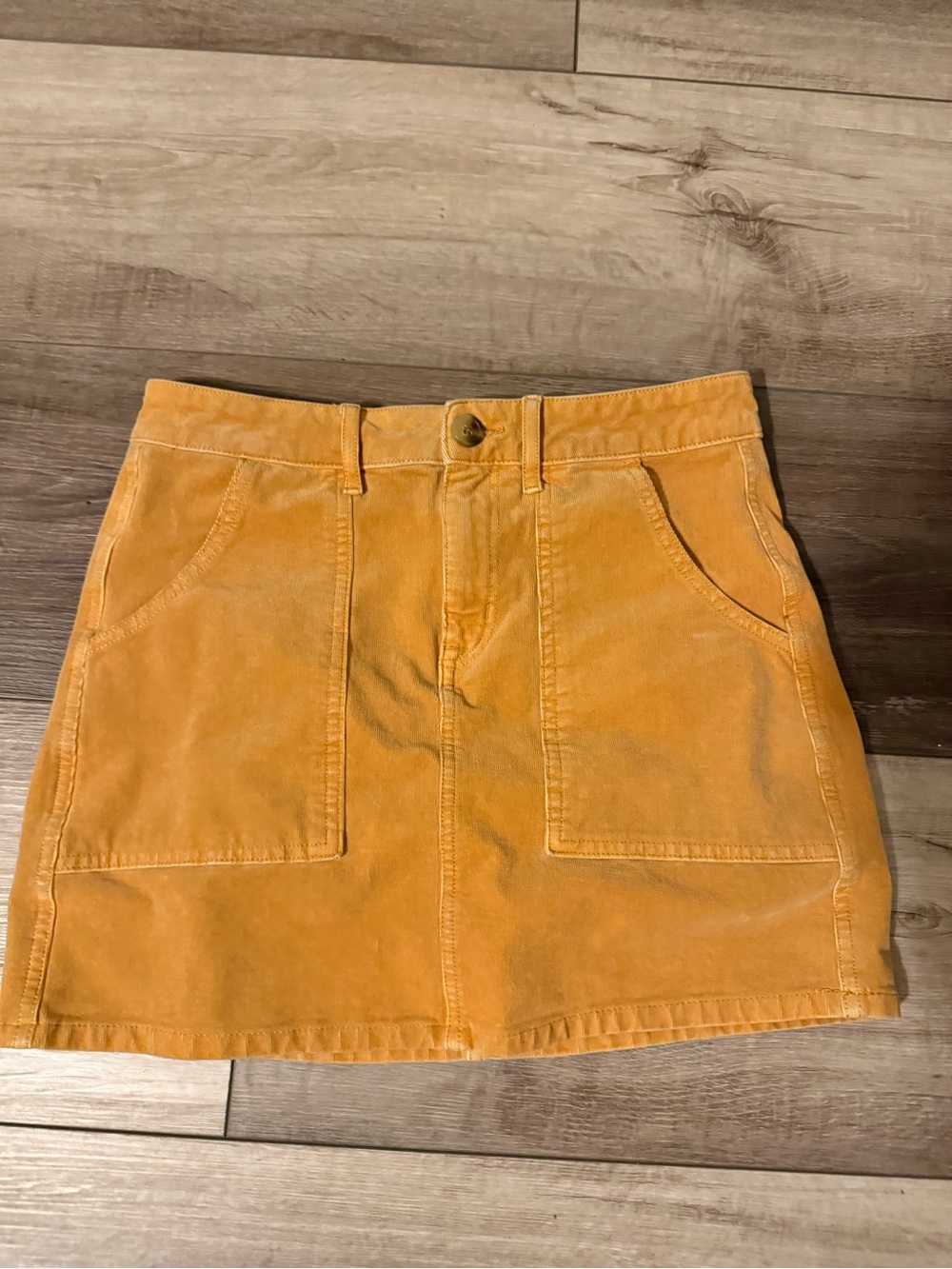 American Eagle Outfitters Orange Corduroy Mini Skirt with Front Pockets